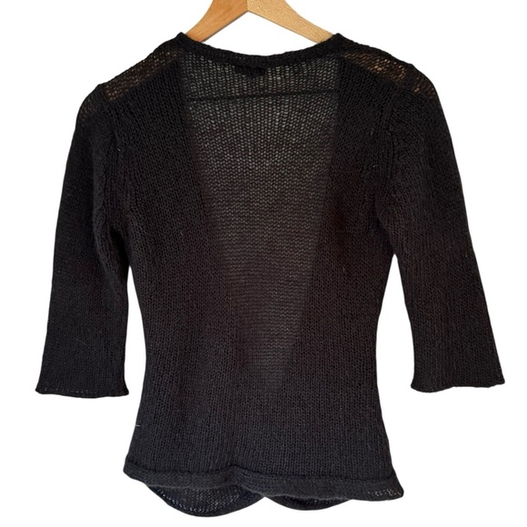 Wooden Ships Women’s Front Knot Black Mohair Wool Blend Top Sweater Shrug Sz M/L - Picture 2 of 10